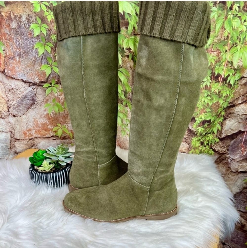 CORSO COMO Knee High Olive Suede OTK Boots, 10M Over The Knee High